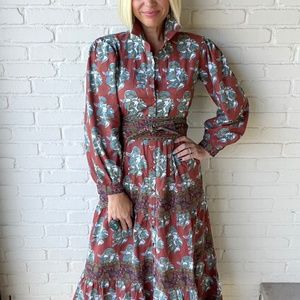 VICTORIA DUNN ROSE & AQUA FLORAL DRESS